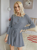 Striped Lace-up Single-breasted Jumpsuits Loungewear Rompers