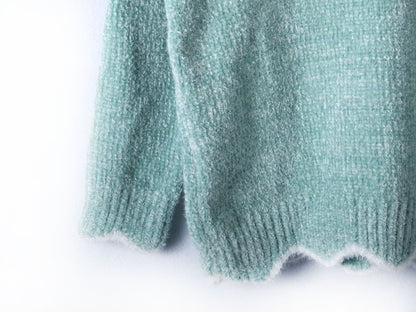 V-neck Ruffle Collar Knit Sweaters