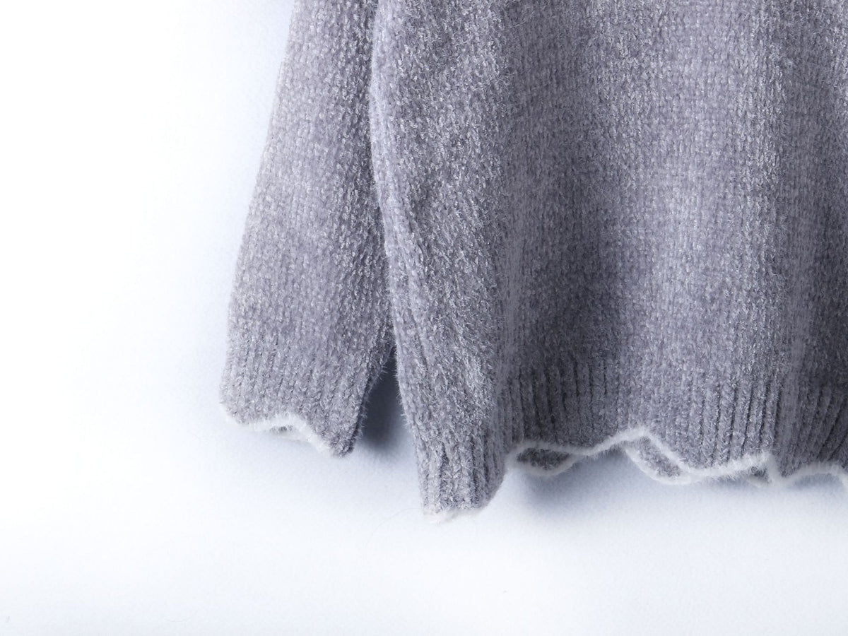V-neck Ruffle Collar Knit Sweaters