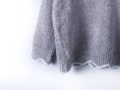 V-neck Ruffle Collar Knit Sweaters