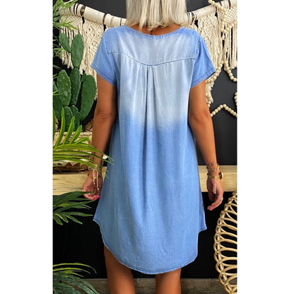 Oversized Loose Casual Short Sleeve Denim Plus Size Mini Dress