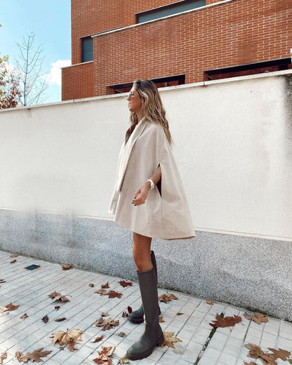 Single-breasted V-neck Cloak Capes Outerwear