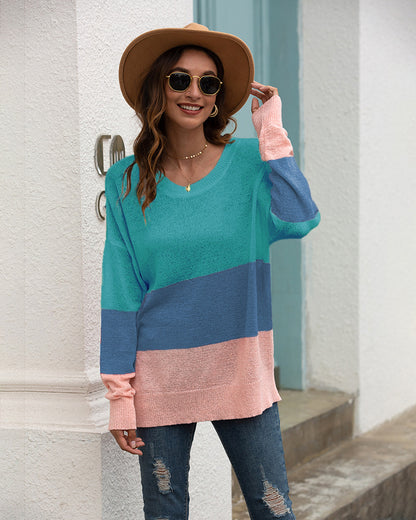 One Shoulder Striped Knit Cardigan
