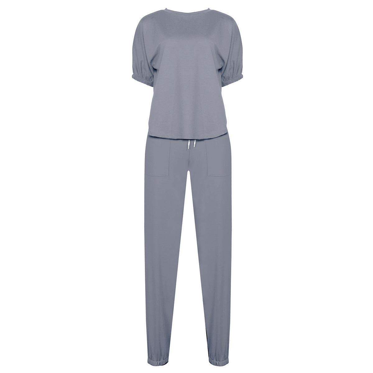 Casual Puff Bubble Sleeves Lace-up Loungewear Two-piece Set