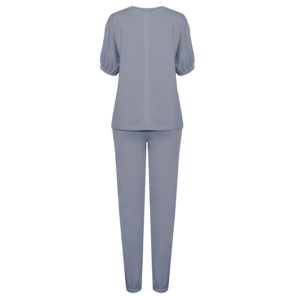 Casual Puff Bubble Sleeves Lace-up Loungewear Two-piece Set