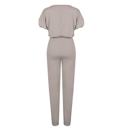 Casual Puff Bubble Sleeves Lace-up Loungewear Two-piece Set