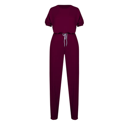 Casual Puff Bubble Sleeves Lace-up Loungewear Two-piece Set