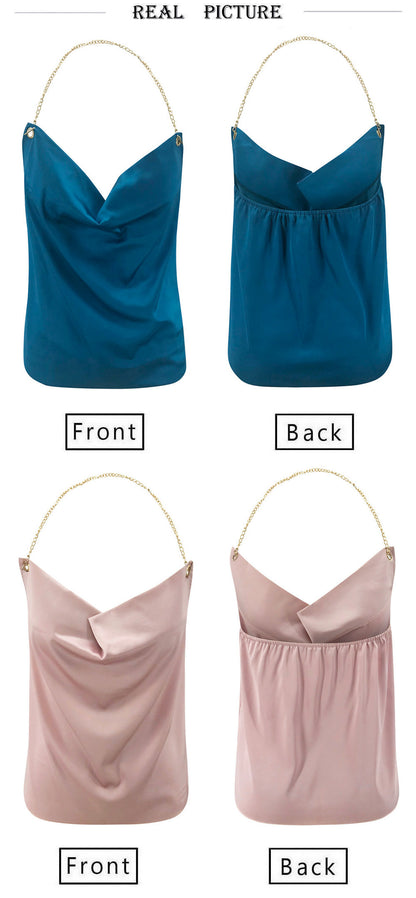 Backless Metal Halter Suspenders Tops