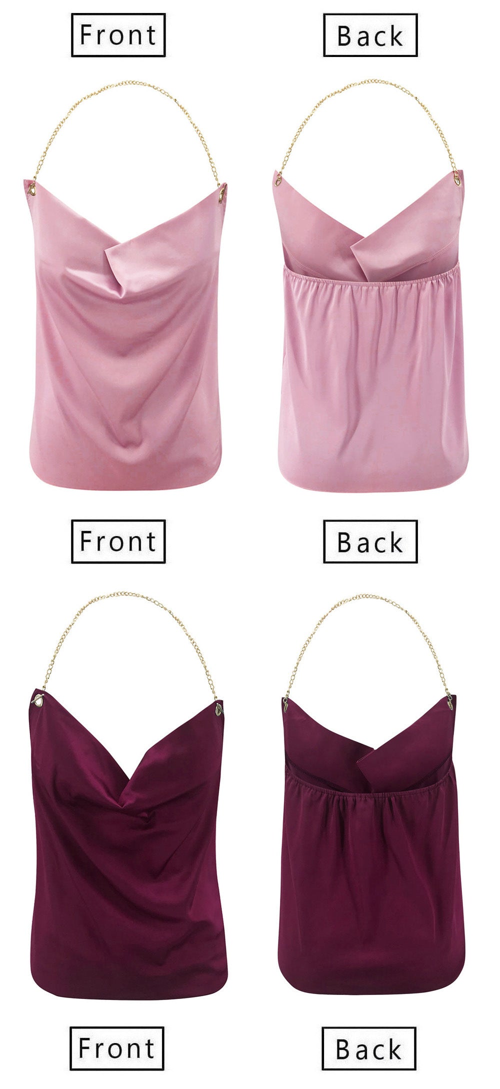 Backless Metal Halter Suspenders Tops