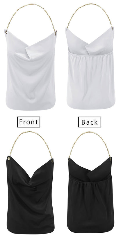 Backless Metal Halter Suspenders Tops