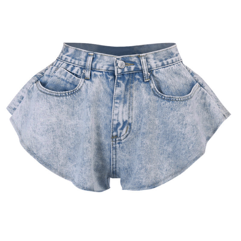 Irregular Hem Denim Shorts Jeans Hot Pants