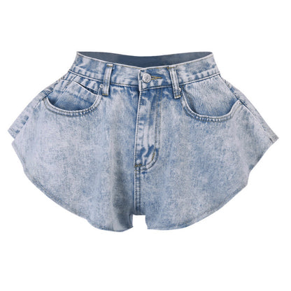 Irregular Hem Denim Shorts Jeans Hot Pants