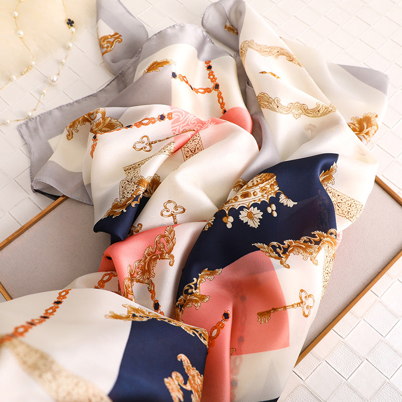Fashion Simple Geometric Silk Scarf Shawl Wrap for Women Ladies Girls 90x180