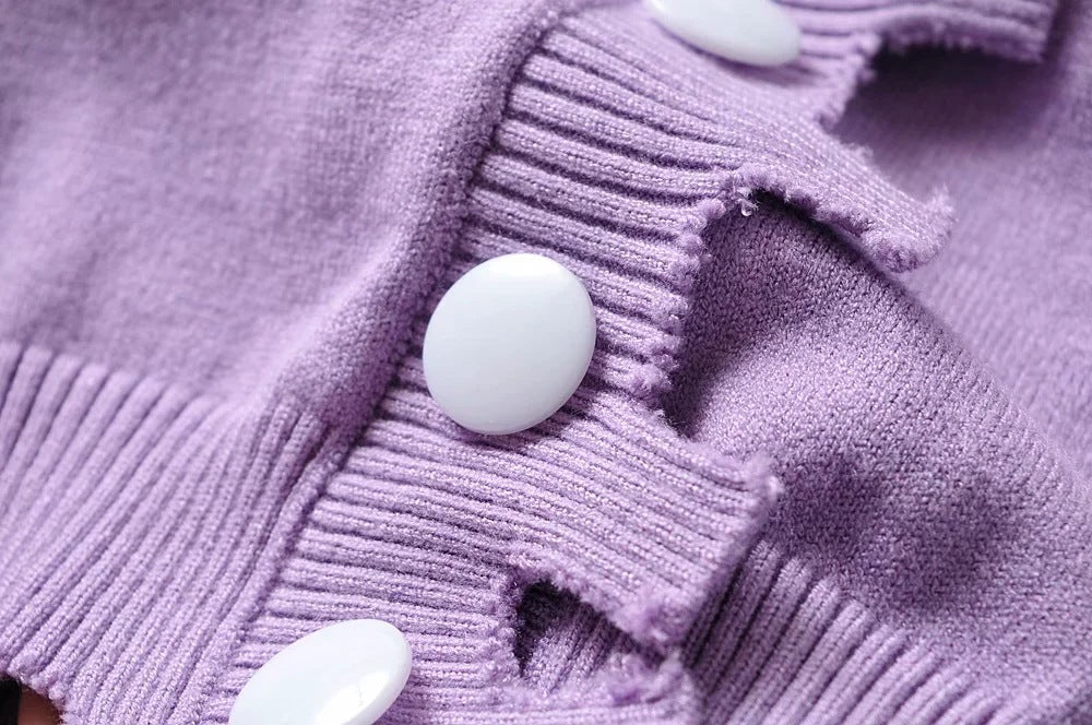 Single-breasted Irregular Knitting Sweater Cardigan