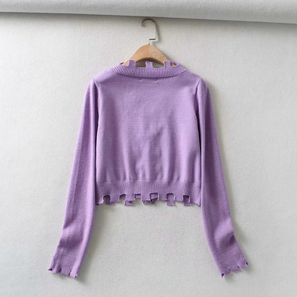 Single-breasted Irregular Knitting Sweater Cardigan