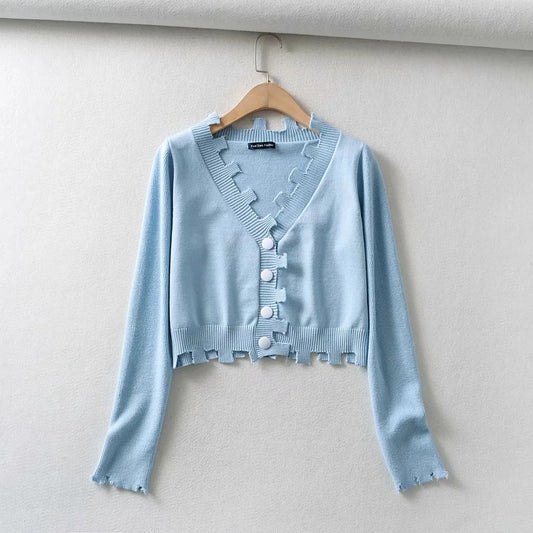 Single-breasted Irregular Knitting Sweater Cardigan