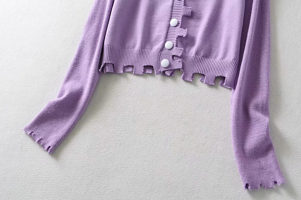 Single-breasted Irregular Knitting Sweater Cardigan