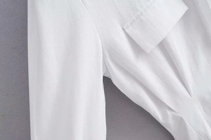 Pile Collar Single-breasted Shirred Frill Shirts Mini Dresses