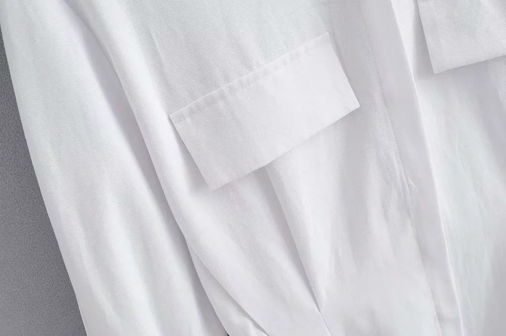 Pile Collar Single-breasted Shirred Frill Shirts Mini Dresses