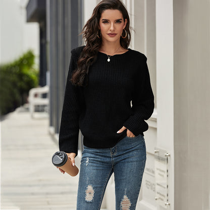 Wide Round Collar Splicing Knit Sweaters