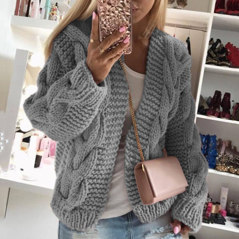 Multicolor Twist Knitting Sweater Cardigans