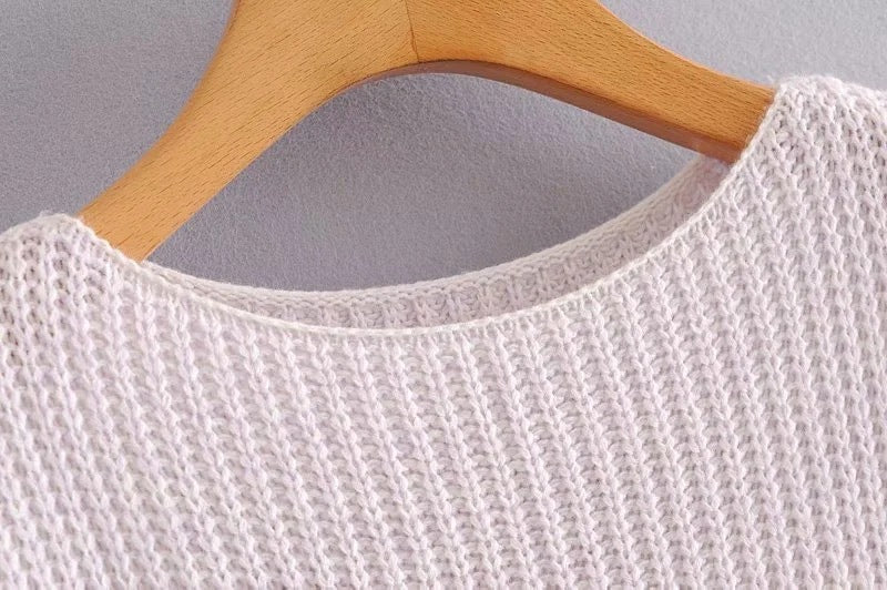 Lantern Sleeve Contrast Stripe Knitting Sweater