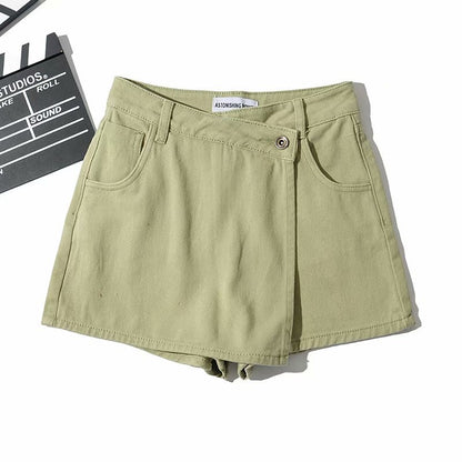 One Button High Waist Denim Shorts Hot Pants