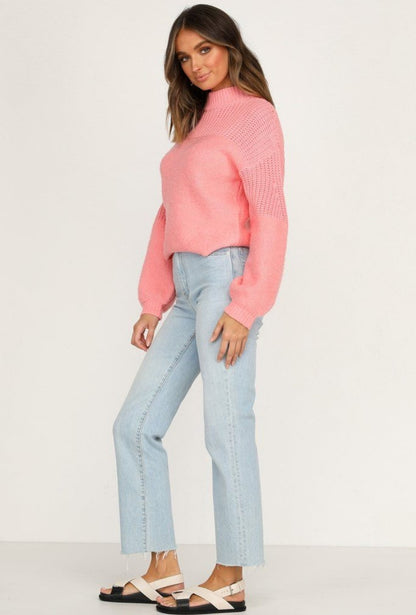 Bubbles Sleeves Splicing Casual Knitting Sweater