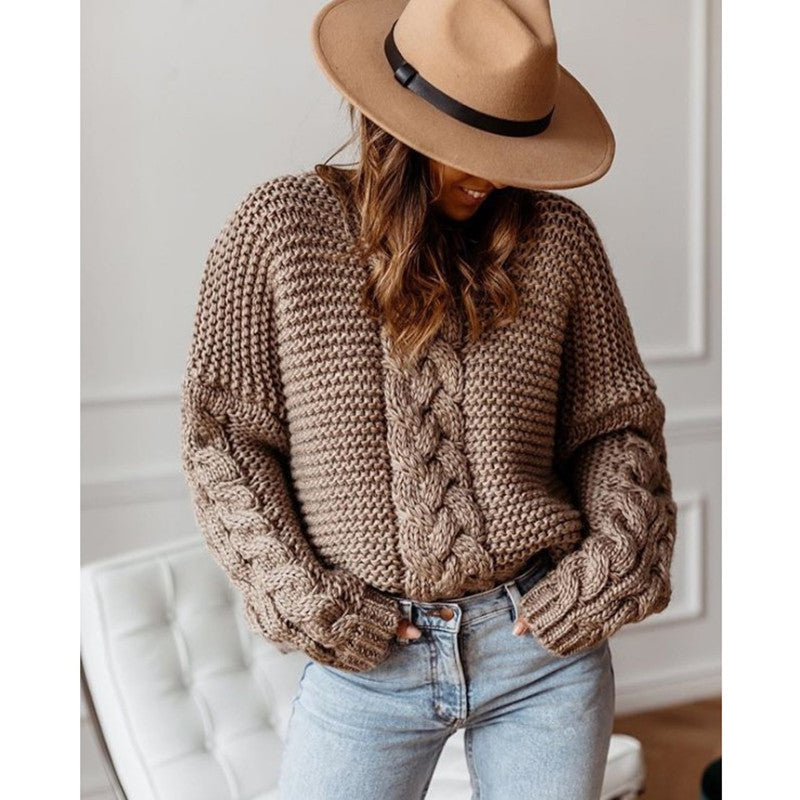 Casual Twist Bat Style Knitting Sweater