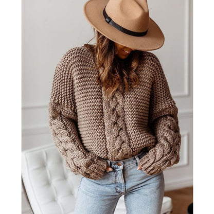 Casual Twist Bat Style Knitting Sweater