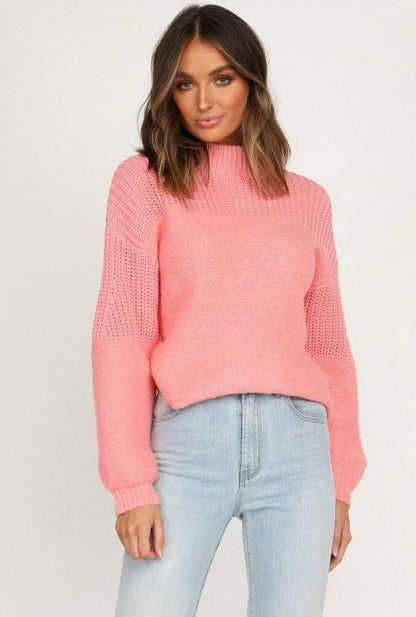 Bubbles Sleeves Splicing Casual Knitting Sweater