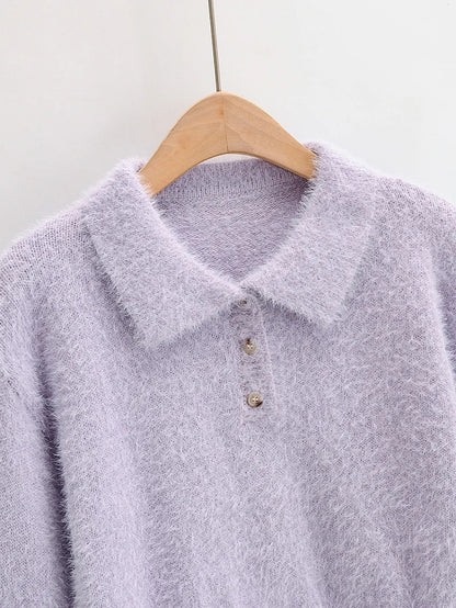 Peter Pan Collar Mohair Short Knit Sweater