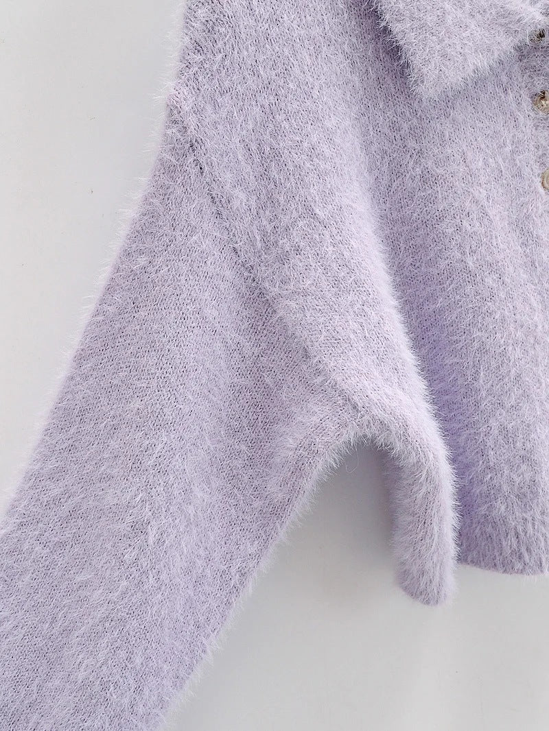 Peter Pan Collar Mohair Short Knit Sweater