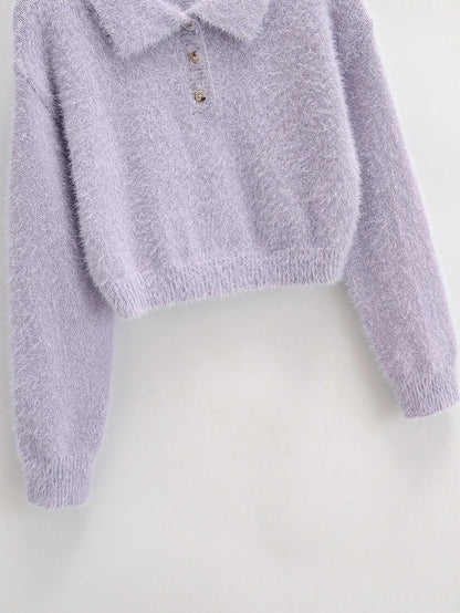 Peter Pan Collar Mohair Short Knit Sweater