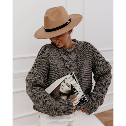 Casual Twist Bat Style Knitting Sweater