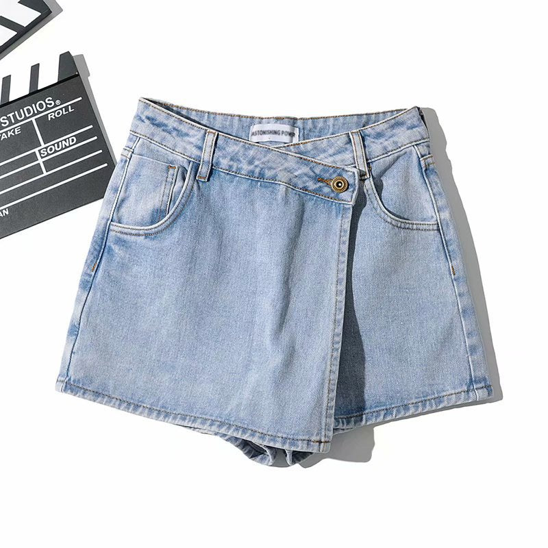 One Button High Waist Denim Shorts Hot Pants