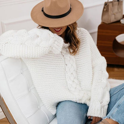 Casual Twist Bat Style Knitting Sweater