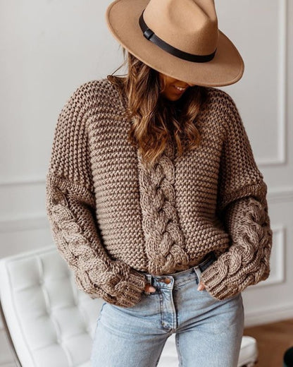 Casual Twist Bat Style Knitting Sweater