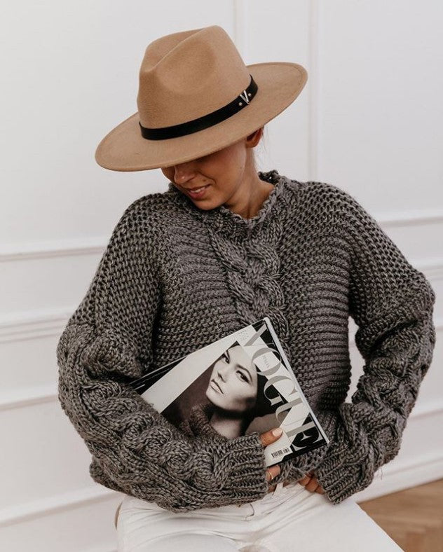 Casual Twist Bat Style Knitting Sweater
