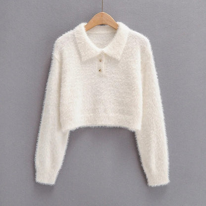 Peter Pan Collar Mohair Short Knit Sweater
