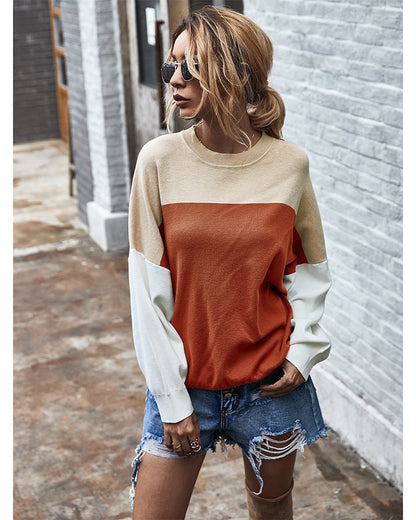 Batwing Sleeve Multicolor Knitting Sweater