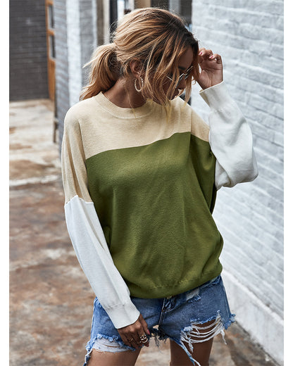 Batwing Sleeve Multicolor Knitting Sweater