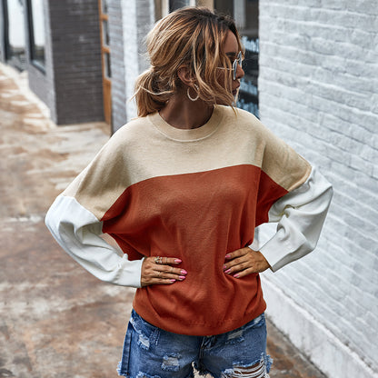 Batwing Sleeve Multicolor Knitting Sweater