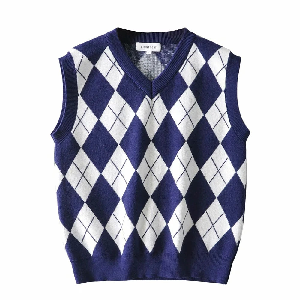 Knitting Diamond Lattice Vest Sweater