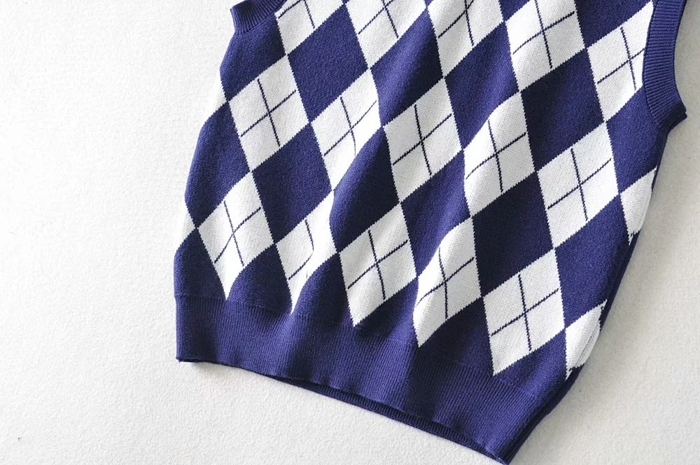 Knitting Diamond Lattice Vest Sweater