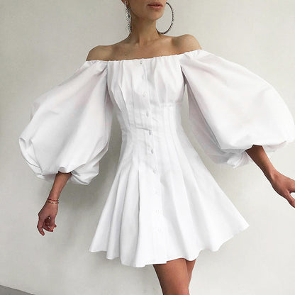 Puff Bubble Sleeve Off Shoulder Mini Dresses