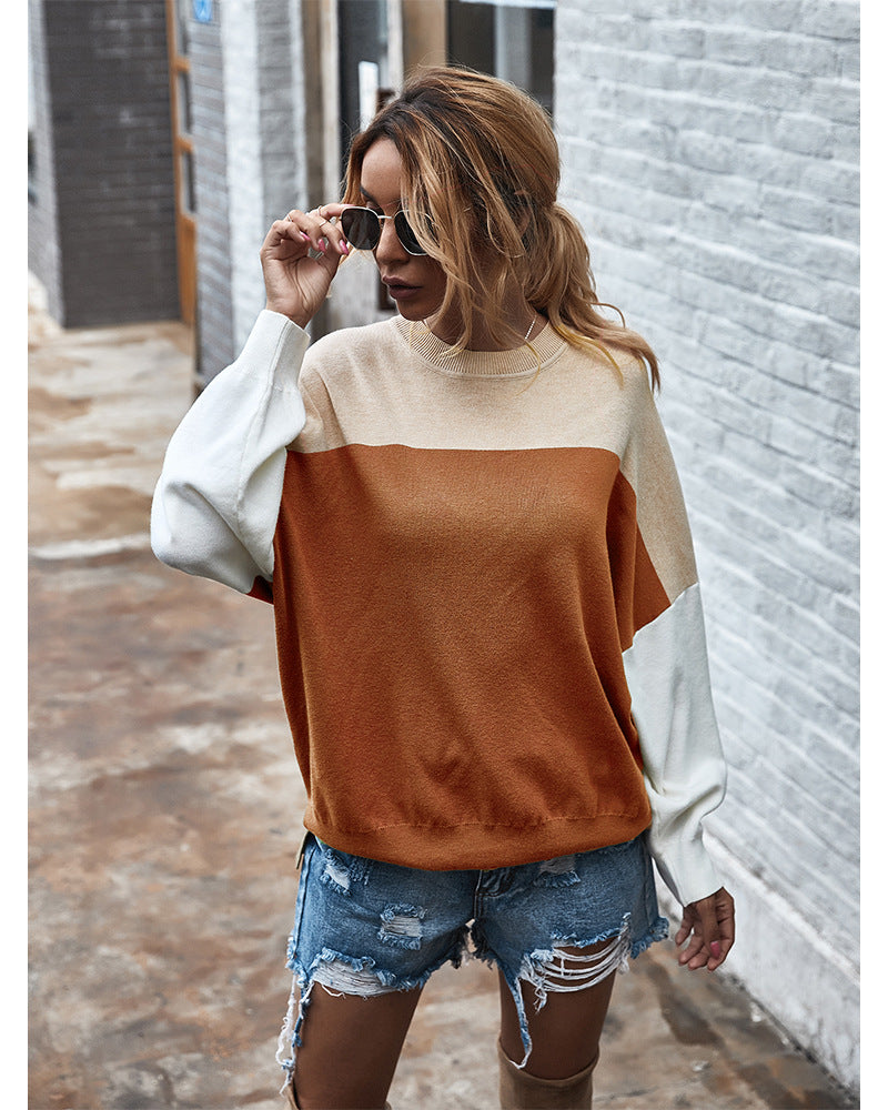 Batwing Sleeve Multicolor Knitting Sweater