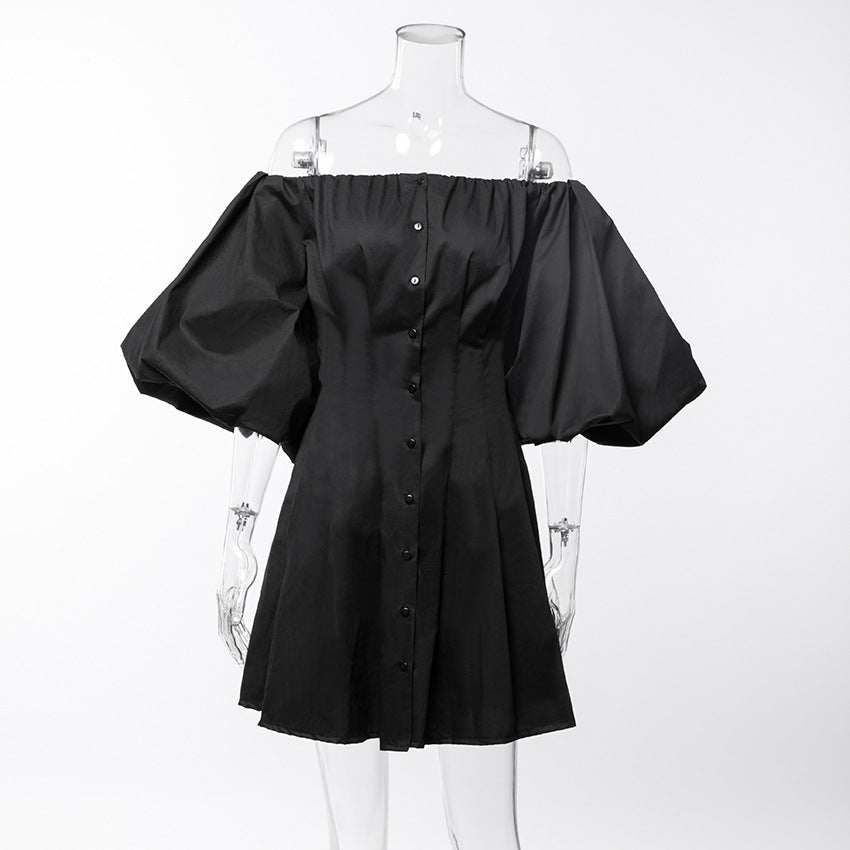 Puff Bubble Sleeve Off Shoulder Mini Dresses
