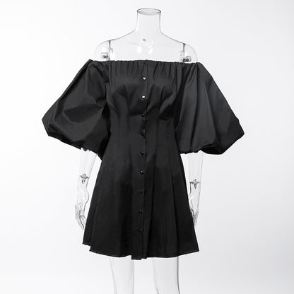 Puff Bubble Sleeve Off Shoulder Mini Dresses