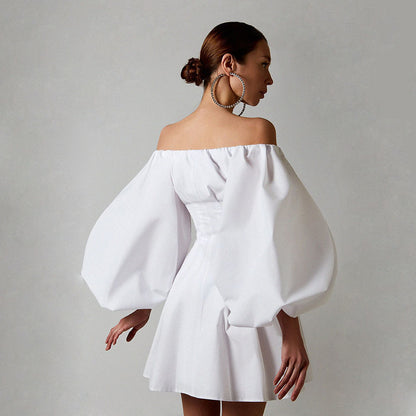 Puff Bubble Sleeve Off Shoulder Mini Dresses